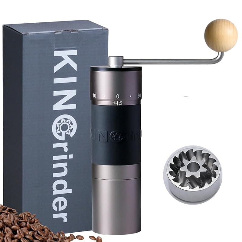 KINGrinder 【Iron Gray】 KINGrinder K6 Manual Hand Coffee Grinder with Straight Handle for French Press, Drip, Espresso with Assembly Consistency Stainless Steel Conical Burr Mill, 25-35g Capacity - Coffee Tea Accessories