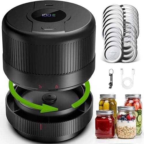 Wothfav Mason Jar Vacuum Sealer Kit, Electric Mason Jar Sealer for Wide & Regular Mouth Mason Jars, Ideal for Pickles, Jam, Salad, Overnight Oats, Dry Food and Meal Prep Storage - Vacuum Sealers