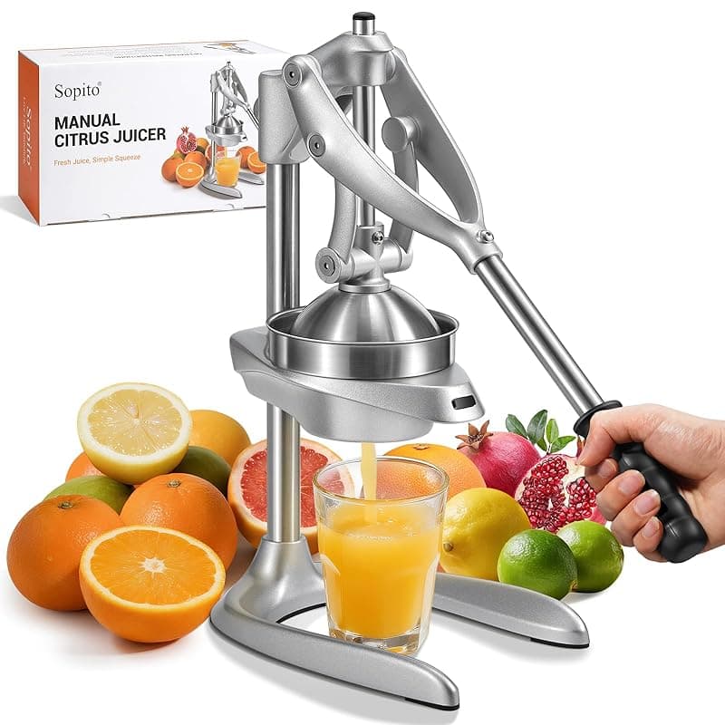 Sopito Manual Citrus Juicer, Sopito Orange Juicer Machine, Heavy-Duty Fruit Juicer Manual for Orange Pomegranate Lemon Lime, Max Juice Extraction - Juicers