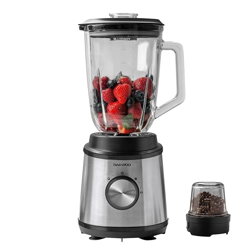 Daewoo Jug Blender And Ginder With Stainless Steel Blades, 1500ml Jug For Smoothies And Soups And 100g Grinder For Coffee And Spices With Safety Lock And Non-Slip Feet - Blenders
