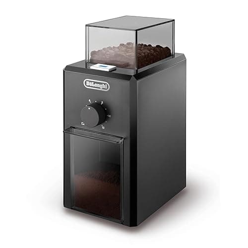 De'Longhi Electric Coffee Grinder, 110W, Burr Grinding System, 12 Settings, Stainless Steel Blade, 12 Cup Capacity, 120g Bean Container, Removable Transparent Lid – KG79, Black - Coffee Tea Accessories