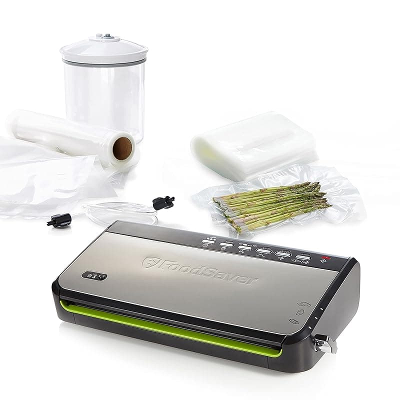 FoodSaver Food Vacuum Sealer Machine with Integrated Roll Storage | Bag Cutter and Delicate Food Mode | Includes Assorted Vacuum Sealer Bags | FFS005X, Black - Vacuum Sealers