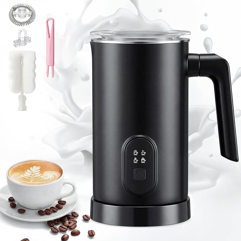 MDIOUM 2026 4-in-1 Electric Milk Frother, Automatic Milk with Hot Froth, Heat Milk, Cold Froth & Hot Chocolate Modes and Large Capacity, Magnetic Foam Technology Coffee Frother for Latte & Cappuccino - Coffee Tea Accessories