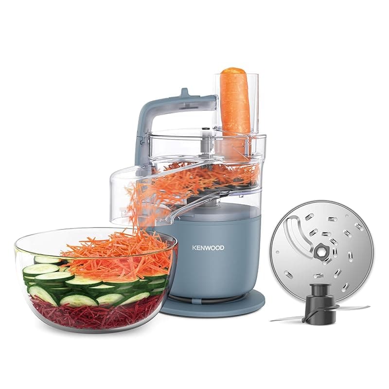 Kenwood , MultiPro Go FDP22.​130GY, Food Processor, for Chopping, Slicing, Grating, Pureeing and Kneading Dough, with Express Serve, 1.3L Bowl, Knife blade, 4mm Slicing/Grating Disk, 650 Watts, Grey - Food Processors