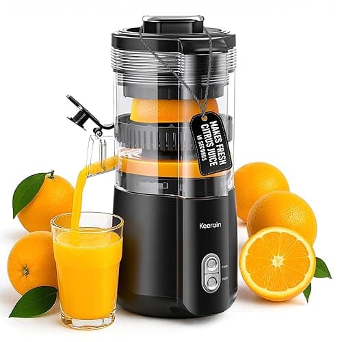 Keerain Electric Citrus Juicer Machine, Automatic Orange Lemon Lime Juicer with Cleaning Brush, Compact Fruit Juicer Squeezer for Efficient Juicing
