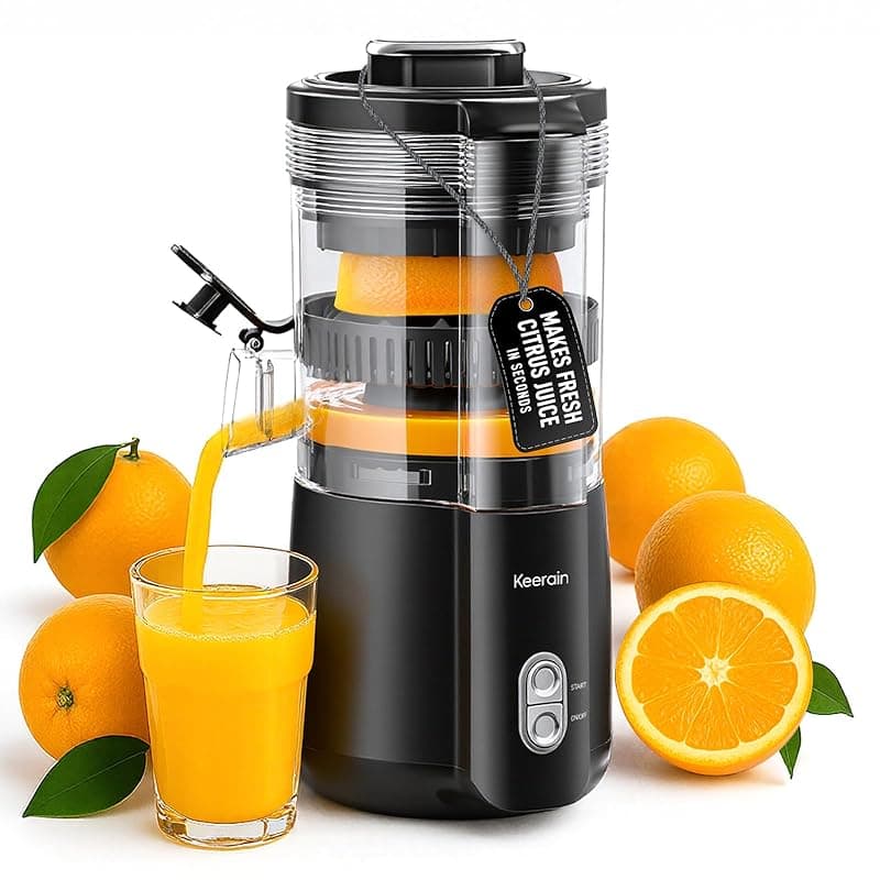 keerain Electric Citrus Juicer Machine, Automatic Orange Lemon Lime Juicer with Cleaning Brush, Compact Fruit Juicer Squeezer for Efficient Juicing - Juicers