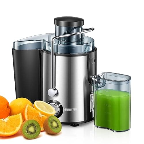 Juilist Juicer, Juilist 600W Centrifugal Juicer Machines Whole Fruit and Vegetable, 3-inch Wide Mouth Juicer Extractor Quick Juicing with 2 Speeds, Anti-drip & Compact Design Easy Clean & Use, Recipe Included - Juicers