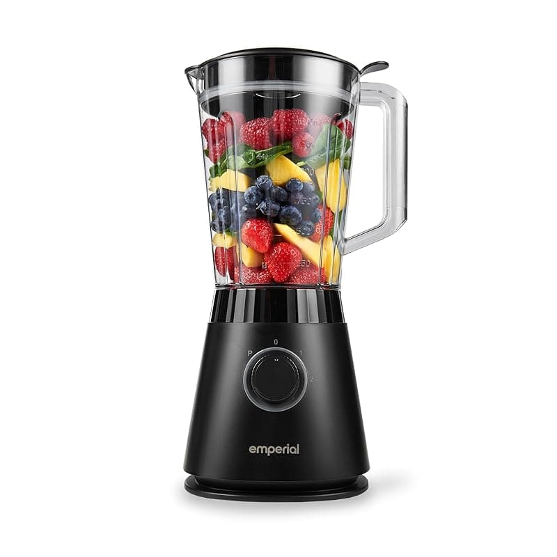 Emperial Blender 1.5L Plastic Jug Blender, 2 Speed Settings + Pulse, Stainless-Steel Blades, 600W - Black - Blenders