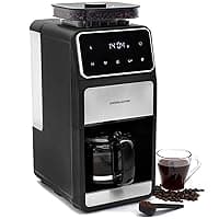 andrew james Drip Filter Coffee Machine with Built in Grinder, Bean to Cup Coffee Maker with Programmable Keep Warm Function, Easy to Use Filter Coffee Maker Machine Ideal for Home or Office (1.5L)