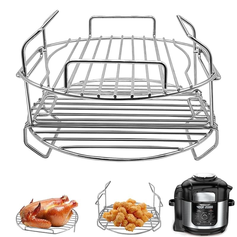 GWYXC Air Fryer Replacement Parts for Ninja Foodi OP450UK OP500UK 7 in 1 7.5L Electric MAX Multi-Cooker Pressure Cooker, Stainless Steel Air Fryer Wire Rack Baking Rack Accessories, Dishwasher Safe - Multi Cookers