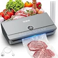 YASHE 80KPA Vacuum Sealer Machine with One-Touch Magnetic Lid, 10-in-1 Double Heat Seal & Double Pump Food Vacuum Sealer Machine, Integrated Roll Storage, Includes 1 Roll of Vacuum Bags