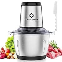 LINKChef Food Processor, Dual-Speed Mini Electric Vegetable Chopper with 1.5L Stainless Steel Bowl, 3-Layer Blades, Small Food Processor for Meat, Onions, Garlic, Nuts, Baby Food, Black