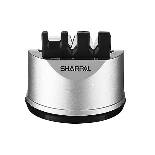 SHARPAL 191H Kitchen Chef Knife and Scissors Sharpener for Straight and Serrated Knives, 3-Stage Knife Sharpening Tool Helps Repair and Restore Blades - Kitchen Knives
