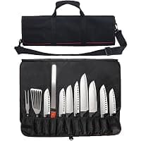 Tosnail Chef Knife Roll Bag, Heavy Duty Knife Bag with 21 Slots & 1 Large Zipper Pocket, Easy Carry Handle and Shoulder Strap, Multi-Function Knives Case for Traveling Camping Hiking — Kitchen Knives deal