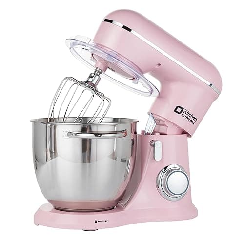 Kitchen in the box Stand Mixer, 6L Electric Food Mixer with 10 Speeds, 1300W Kitchen Appliance for Home Baking, Colorful Design Baking Tool for Bread Dough Cake with Dough Hook, Whisk, Beater (Pink) - Stand Mixers