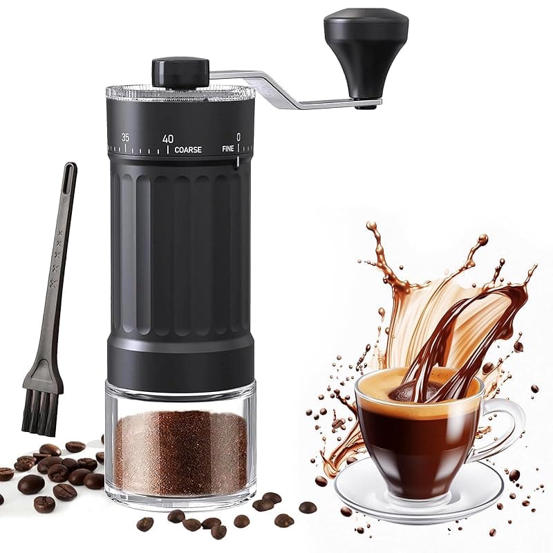 Woobroo Manual Coffee Grinder, External 40 Adjustable Settings Coffee Bean Grinder Hand Coffee Grinder for Espresso, Aeropress Pour Over,Moka pots,French Press,Home,Office,Travel, Black - Coffee Tea Accessories