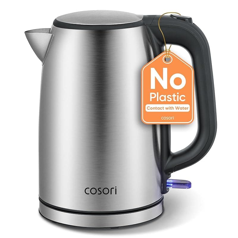 COSORI Kettle, Plastic-Free Water Contact, Kettles Electric Brushed Stainless Steel Durable Filter, 3000W Fast Boil Automatic Shut Off & Boil-Dry Protection, Hot Water Boiler & Heater, 1.7L - Kettles