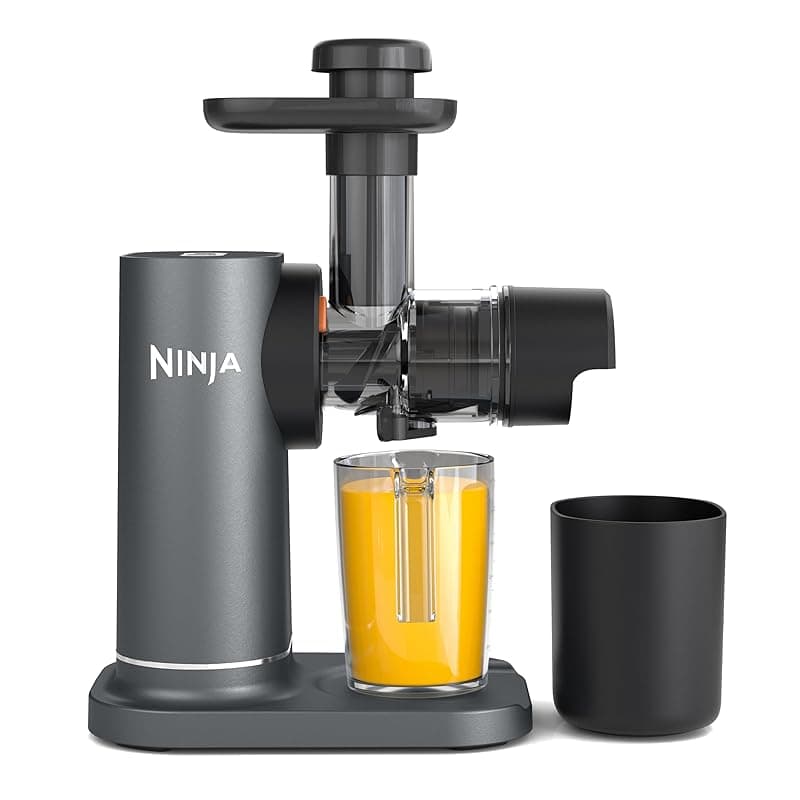 Ninja Cold Press Juicer Machine with 700ml Jug & 1.1L Pulp Container, Make Fresh Juices, Drinks & Wellness Shots, Compact, Dishwasher Safe & Removeable Parts, Grey JC151UK - Juicers