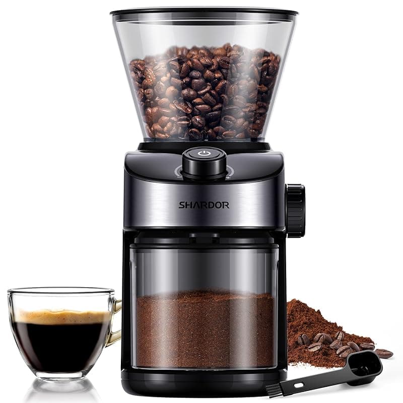 SHARDOR Coffee Grinder Electric Burr with 25 Adjustable Grind Settings - Coffee Tea Accessories