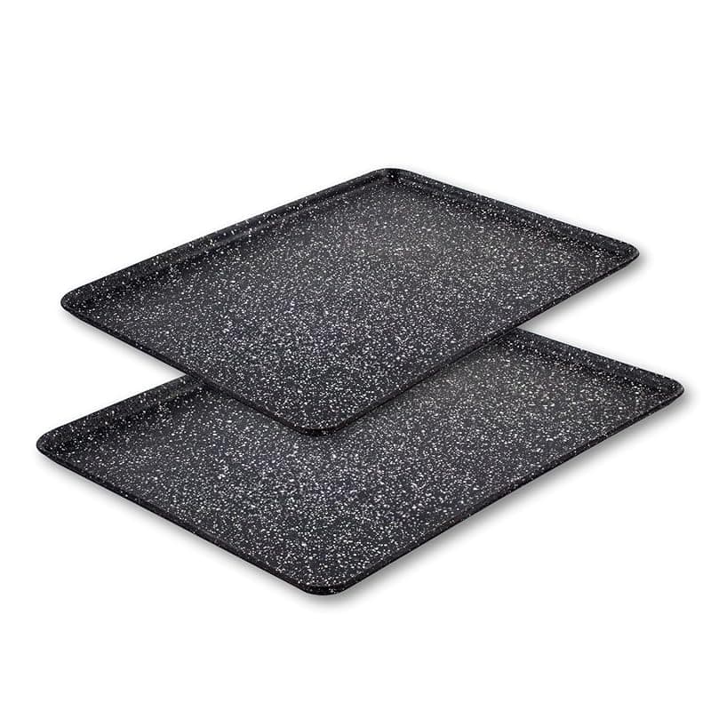 Scoville Xtra 31cm & 35cm Baking Tray Set, Set of 2 Non Stick Baking Trays, NEVERSTICK Coated, Baking Trays for Oven, Oven Safe to 260°C, Easy to Clean, Dishwasher Safe, PFOA Free, Aluminium, Black - Bakeware