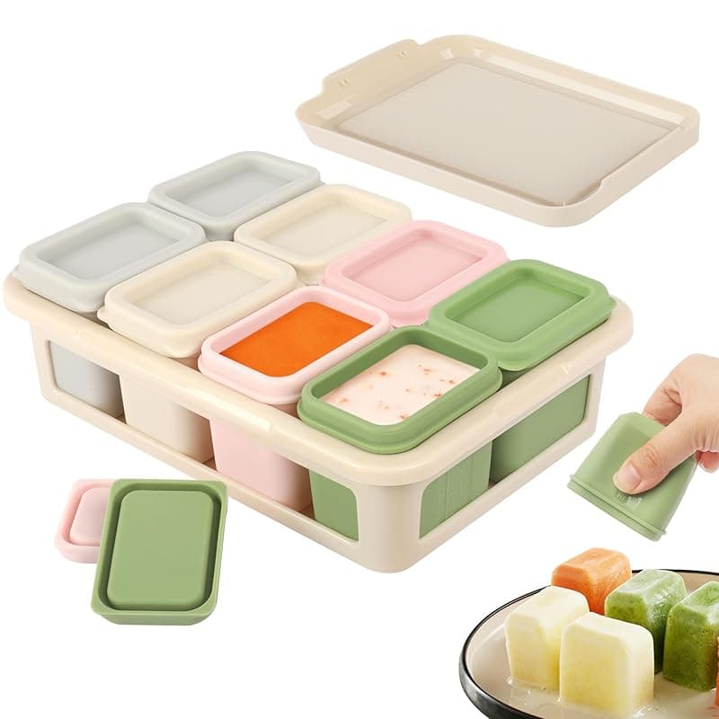 Oaioya 8 Gourmet Silicone Pots for Babies – 50 ml Frosted Gradient | Leak-Proof Airtight Lids | Resistant Oven/Microwave | Healthy & Fun Storage - Microwaves