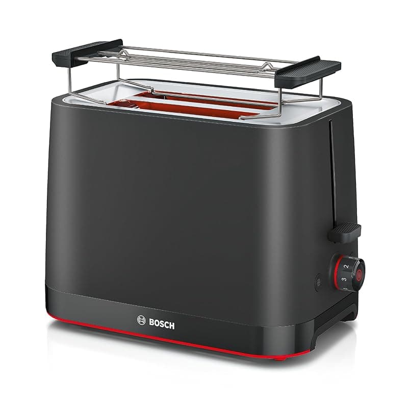 Bosch MyMoment Infuse TAT3M123GB - Compact 2-Slice Toaster with Reheat/Defrost, Foldable Bun Warmer, Auto Shut-Off, High Lift and Crumb Tray, in Matte Black - Toasters