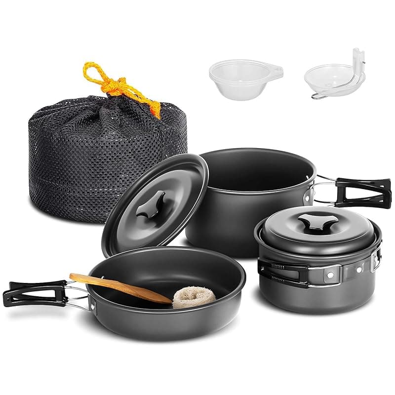 Lixada Camping Cookware Set,Outdoor Camping Cookware Kit Lightweight Pot Frying Pan Non-stick for 2 to 3 People Camping, Hiking, Picnic - Cookware