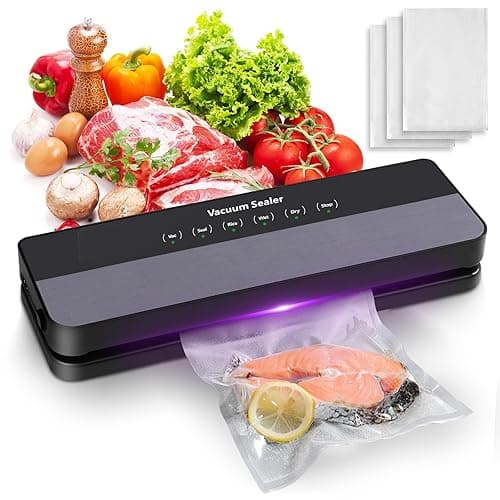 AUAUY Vacuum Sealer, 5-in-1 Food Vacuum Sealer Machine with 65 KPA Powerful Suction, Multi-Functional Food Vacuum Sealer for Dry and Moist Food Fresh Preservation 30 Vacuum Bags Included - Vacuum Sealers