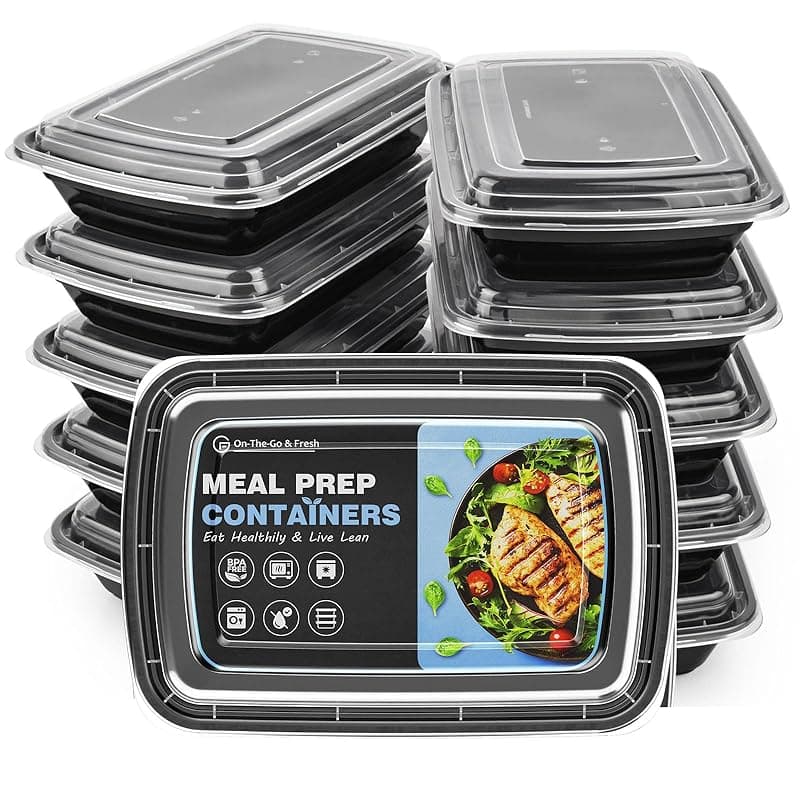 GUANFU Meal Prep Containers 1 Compartment, BPA Free Reusable Food Prep Containers with Lids - Microwave, Freezers & Dishwashers Safe - Stackable Storage Lunch Boxes (10 Pack 28 oz) - Food Storage