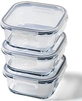 Franklin Lade Glass Meal Prep Containers Reusable | 3 Piece Square Set 800ml | Glass Containers with Lids | Non-Toxic BPA-Free & Airtight | Glass Lunch Box | Oven, Air Fryer, Freezer & Dishwasher Safe — Food Storage deal