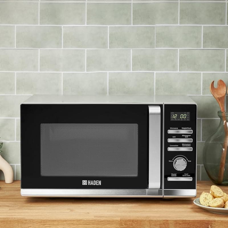 HADEN Combination Microwave 25L 900W 8 Auto Cook Programs Oven Silver - Microwaves