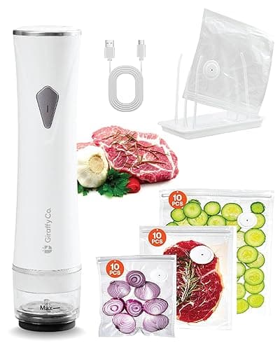 Giraffy Co. GIRAFFYCO Compact Handheld Vacuum Sealer Set with 30 Reusable Bags - Vacuum Sealers