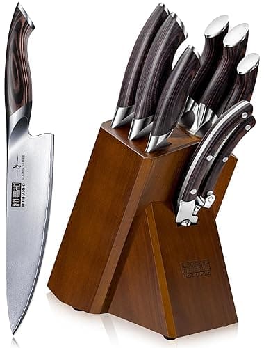HOSHANHO 8-Piece Kitchen Knife Set, Japanese Super Steel Knife Set with Block, Professional Ultra Sharp Chef Knife Set with Scissors - Kitchen Knives