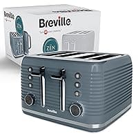 Breville Zen 4 Slice Toaster with High Lift & Wide Slots | Grey & Silver Chrome [VTR027]