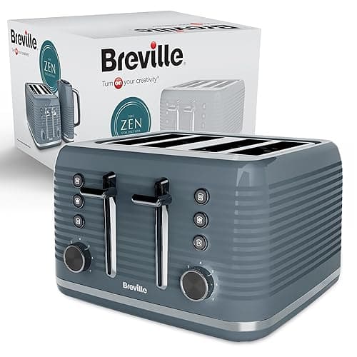 Breville Zen 4 Slice Toaster with High Lift & Wide Slots | Grey & Silver Chrome [VTR027] - Toasters