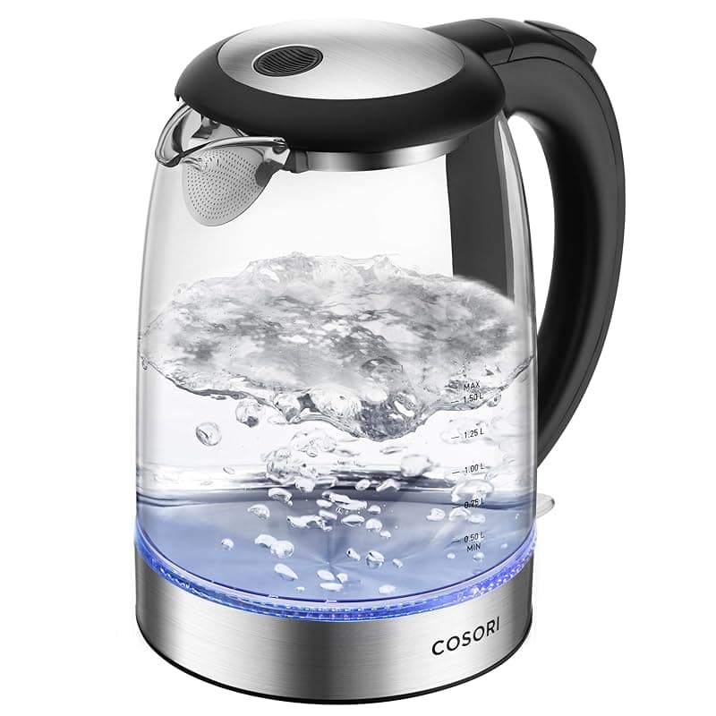 COSORI Kettle, 3000W, Food-Grade Stainless Steel Filter & Inner Lid, Glass Spout, BPA Free, Easy-Clean & No-Spash Design, Electric Fast Boil Tea Kettles With LED, Boil-Dry Protection, Auto Shut-Off - Kettles