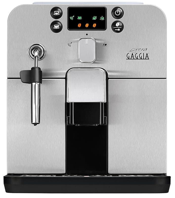 Gaggia Brera Fully Automatic Bean to Cup Espresso Coffee Machine and Cappuccino Maker, Silver and Black - Coffee Machines