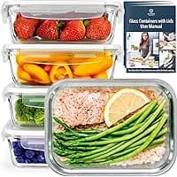 GOOD FOR YOU Glass Containers with Lids, 5 Pack 850ml/28oz, Airtight Food Storage & Meal Prep Containers, Fridge Organiser Lunch Boxes
