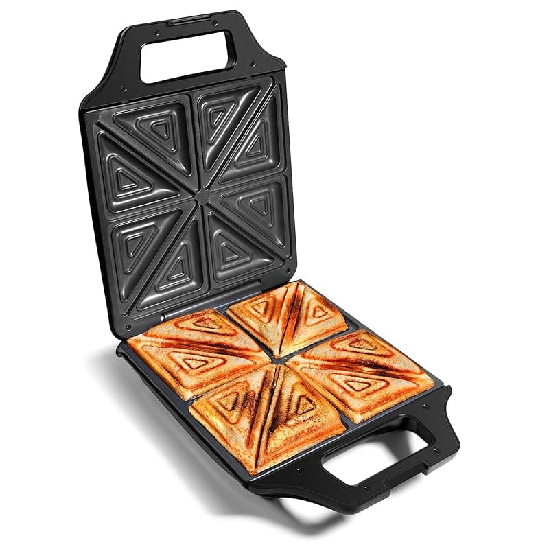 VonShef Large Toastie Maker – Sandwich Toaster 4 Slice with Non-Stick Plates, Deep Fill Toastie Machine for Grilled Cheese, Rapid Heat Up Time, Cool-Touch Handle, Easy Clean & Non-Slip Feet, 1600W - Toasters