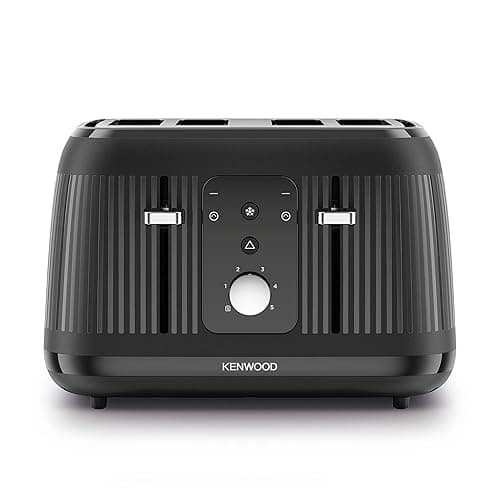Kenwood Dawn Toaster, 4 Slot Toaster, Reheat, 5 Browning Settings, Defrost and Cancel Functions, Pull Crumb Tray, TFP09.​000BK, 1800W, Midnight Black - Toasters