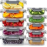 GOOD FOR YOU Glass Container Food Storage - [10 Pack] Meal Prep Containers with Lids - Leak Proof food storage containers (10 Lids & 10 Lunch Containers) BPA Free glass food storage containers