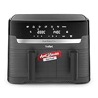 Tefal Easy Fry Dual Zone Digital Air Fryer, 2 Drawers, 8.3L, 8in1, Air Fry, Extra Crisp, Roast, Bake, Reheat, Dehydrate, 6 Portions, Non-Stick, Dishwasher Safe Baskets, Coal Grey - EY901HG0