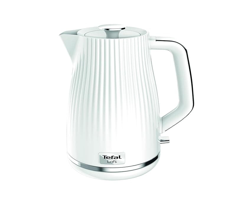 Tefal Loft Electric Kettle, 1.7L, Fast Boil, Cordless Kettle, Water level Window, 3000W, Removable Anti-Scale Filter, Quiet, Precise Pouring Spout, KO250140, White Glossy Finish - Kettles
