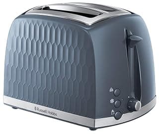 Russell Hobbs Honeycomb 2 Slice Toaster (Extra wide slots, High lift feature, 6 Browning levels, Frozen/Cancel/Reheat function, Removable crumb tray, 850W, Grey textured high gloss) 26063 — Toasters deal