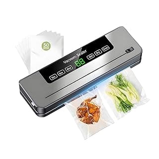 6-in-1 Multi-functional Food Vacuum Sealer Machine with Built-In Cutter, LED Digital Display, 50 Vacuum Bags for Preserving Meat, Vegetables, Snacks, Fruits, Grains — Vacuum Sealers deal