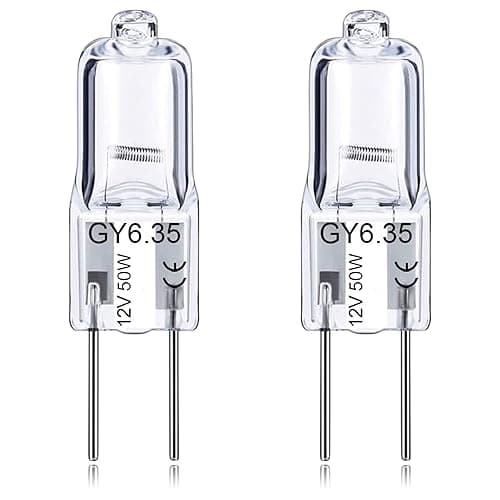 DUMILOO GY6.35 Light Bulbs, 12V 50W Crystal Clear Halogen Bulb 2 Pin, T4 JC Bi-Pin Base G6.35 Capsule Bulb, Dimmable 2700K Warm White 2 Prong Light Bulb for Pendant Light, Microwave Oven, Table Lamp, 2Pack - Microwaves