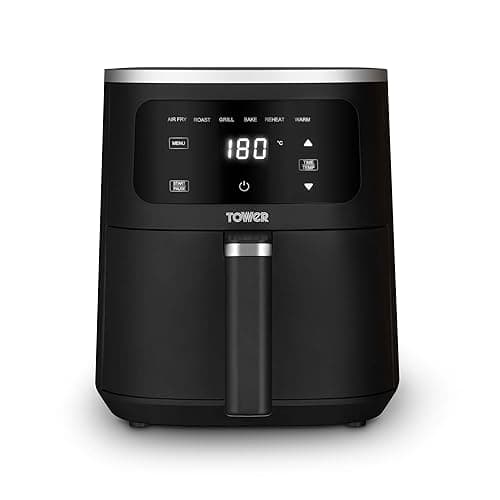 Tower Digital Single Basket Air Fryer, 4L Capacity, Overheat Protection, 1300W, Black, Medium, T17205AFR - Air Fryers
