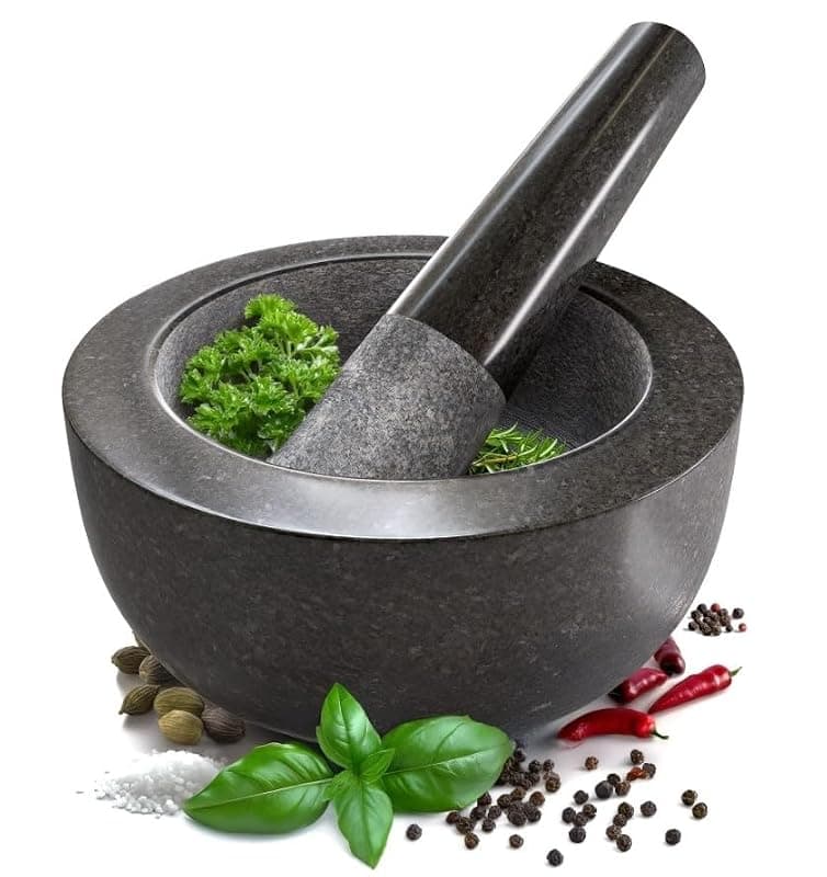 Vincent & Kane Large Granite Pestle and Mortar - Classic Grinder And Mixer - Ideal For Your Herbs - Spices - Cooking - Essential Kitchen Accessories And kitchen gadgets - Premium Set - Kitchen Tools Gadgets