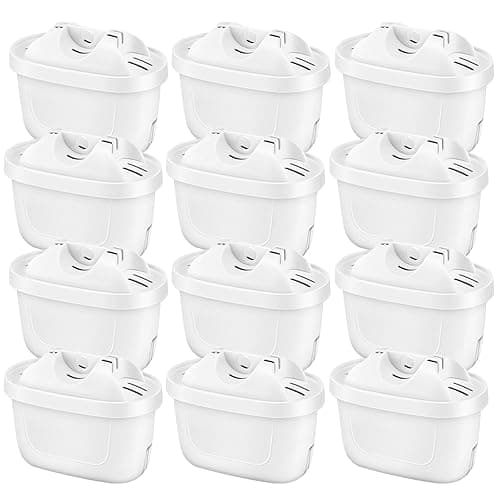 isinlive 12 Pack Replacement Water Filter Cartridges Compatible with Brita Maxtra+ Jug, Brita Style, Mavea Elemaris XL Water Tank, 4 Layers Filtration - Water Filters