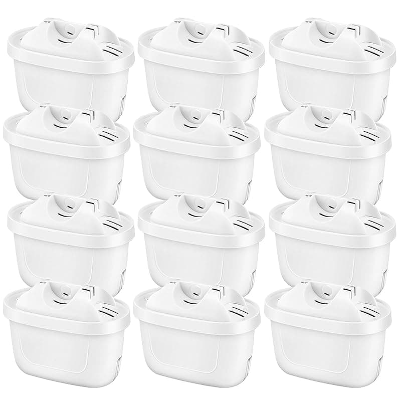 isinlive 12 Pack Replacement Water Filter Cartridges Compatible with Brita Maxtra+ Jug, Brita Style, Mavea Elemaris XL Water Tank, 4 Layers Filtration - Water Filters